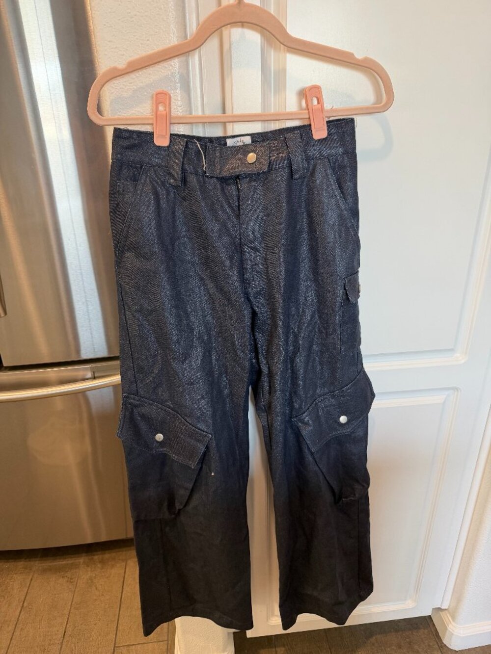 With Jean Dark Wash Denim Cargo Wide Leg Pants Size XS